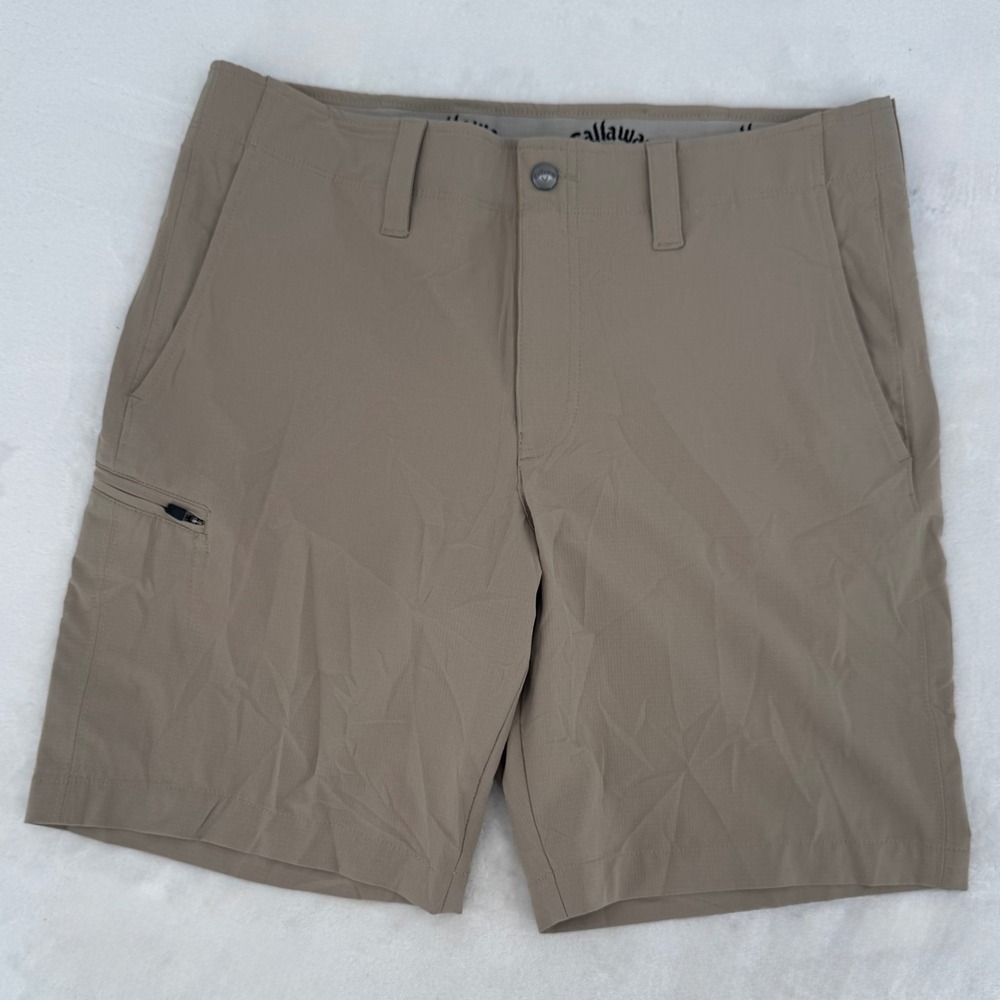 Callaway Golf Shorts Mens 32 Tan Ripstop Performance Stretch Active Cargo Pocket